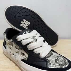AMIRI Black and White Sneakers with Snakeskin Print